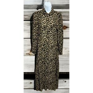 Zara Woman Animal Print Long Maxi Dress Sz XS Button Front Long-Sleeve Fashion